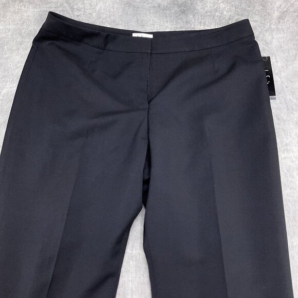 Le Suit Pants Women 16 Black Flat Mid Rise‎ Bootcut Career Suit Trousers NWT - Picture 2 of 14